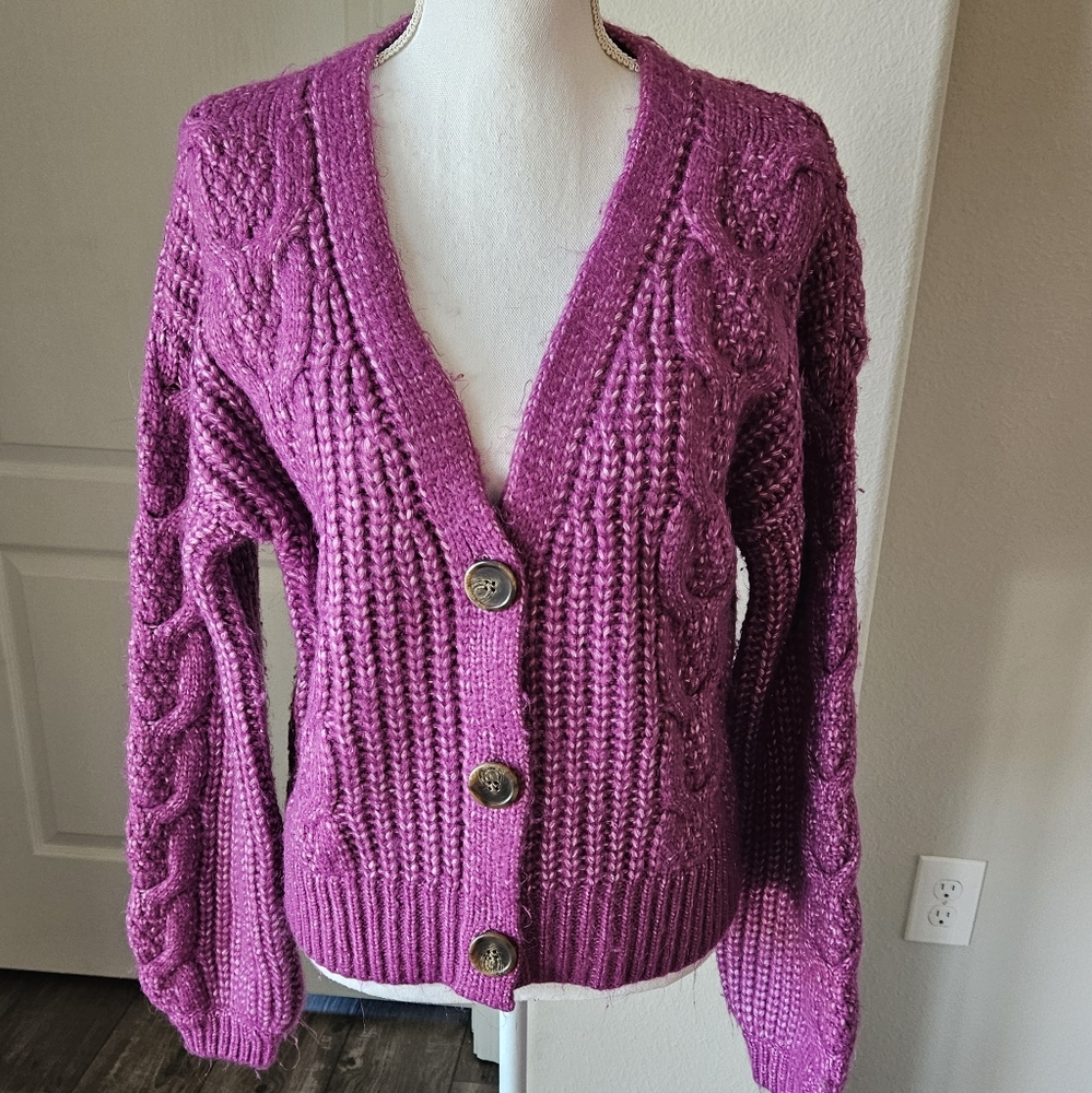 🎀 Purple Pink Knit Cardigan Size Medium